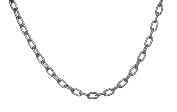 One Common Metal Chain Isolated White — Stock Photo, Image