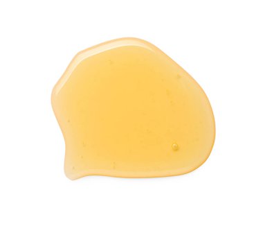 Lezzetli doğal bal damlası beyaza izole edilmiş, üst manzara