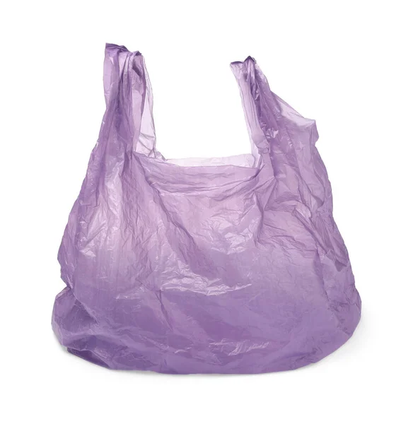 Una Bolsa Plástico Púrpura Aislada Blanco —  Fotos de Stock