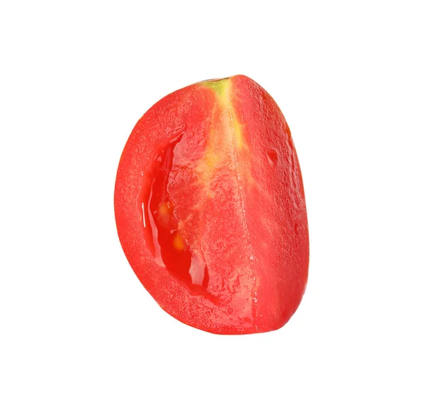 Morceau Tomate Cerise Mûre Isolé Sur Blanc — Photo