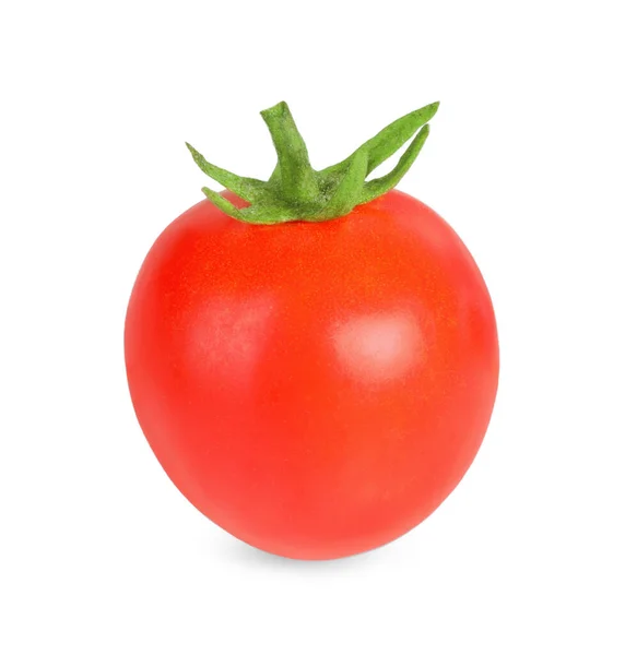 Jeden Dojrzały Pomidor Wiśniowy Izolowany Białym — Zdjęcie stockowe