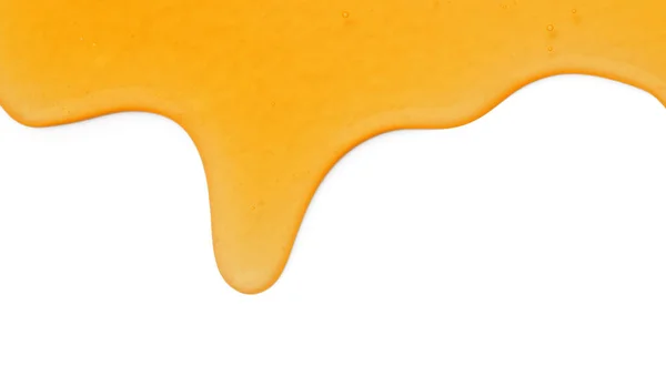 Вкусный Натуральный Мед Капает Изолированы Белом Вид Сверху — стоковое фото