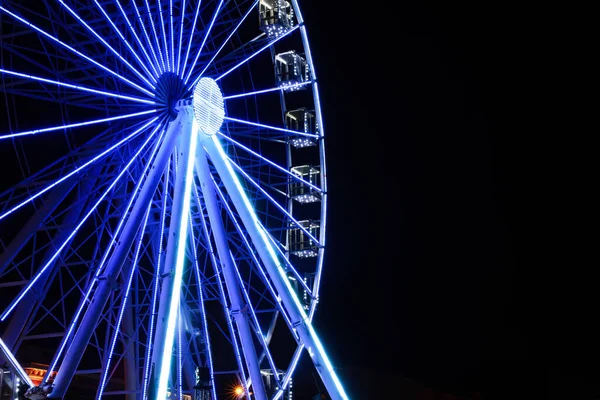 Wunderschön Leuchtendes Riesenrad Vor Dunklem Himmel Raum Für Text — Stockfoto