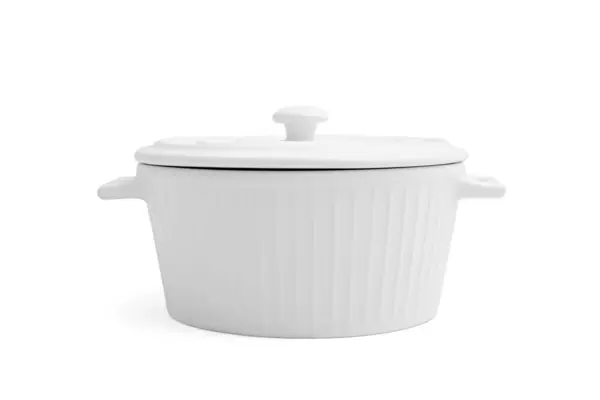 One Ceramic Pot Lid Isolated White — Stock Photo, Image