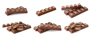 Beyaza izole edilmiş çikolatalı kolaj