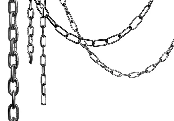 设置不同的金属链 在白色上隔离 — 图库照片