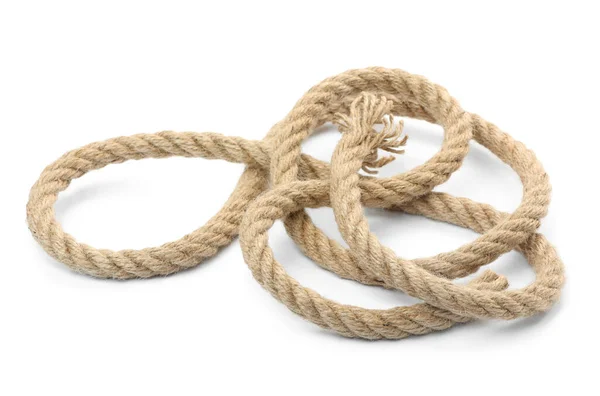 Конопляна Мотузка Ізольована Білому Органічний Матеріал — стокове фото