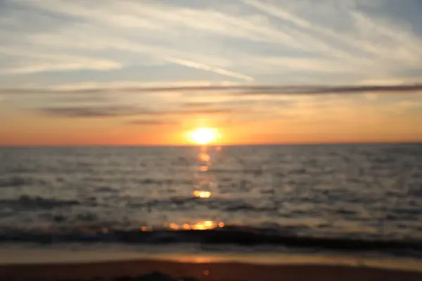 Verschwommener Blick Auf Das Schöne Meer Bei Sonnenuntergang Tropischer Strand — Stockfoto