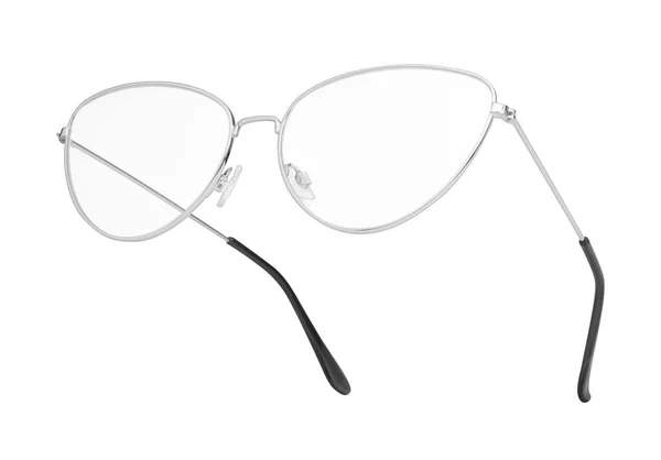 Stylové Brýle Kovovým Rámem Izolované Bílém — Stock fotografie