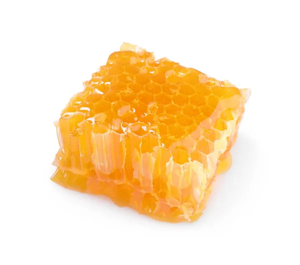 Naturlig Honningkam Med Velsmagende Honning Isoleret Hvid - Stock-foto