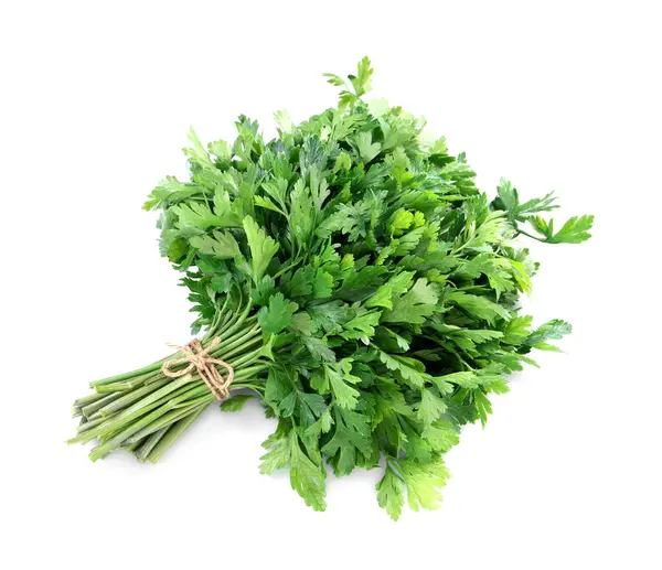 Bunch Fresh Green Parsley Isolated White View Stock Image