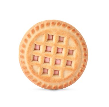 Beyaz üzerine kremalı lezzetli sandviç kurabiyesi.