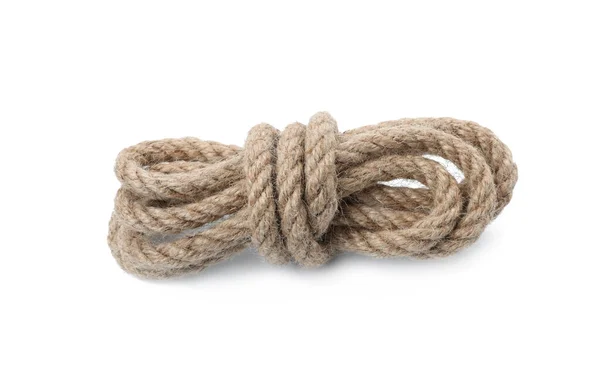 Bundle Hemp Rope Isolated White — Stock Photo, Image