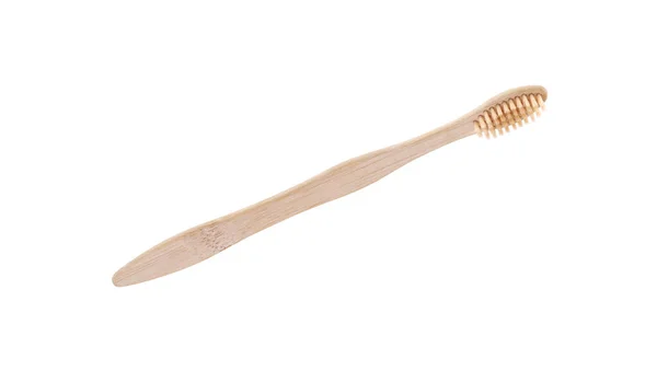 Uma Escova Dentes Bambu Isolada Branco Eco Produto Amigável — Fotografia de Stock