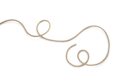 Kenevir ipi beyazda izole edilmiş, üst manzara