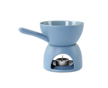 Fondü seti beyaza izole edildi. Mutfak malzemeleri.