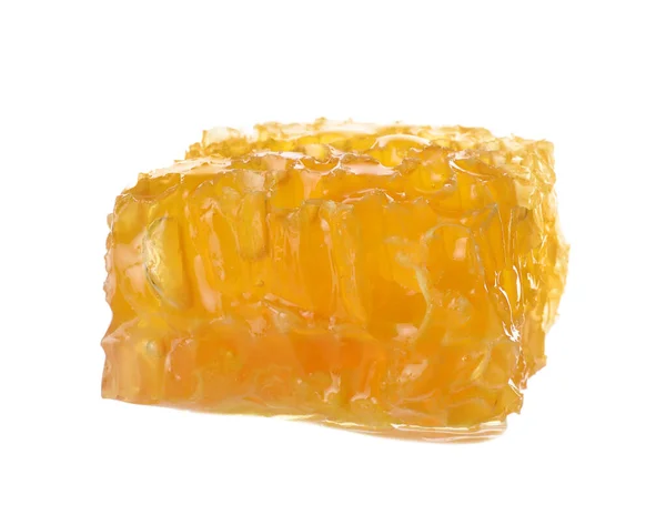 Natuurlijke Honingraat Met Smakelijke Honing Geïsoleerd Wit — Stockfoto