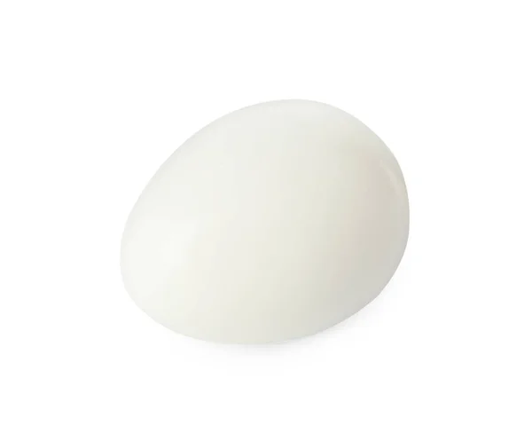 Ένα Αποφλοιωμένο Αυγό Ορτυκιού Απομονωμένο Λευκό — Φωτογραφία Αρχείου