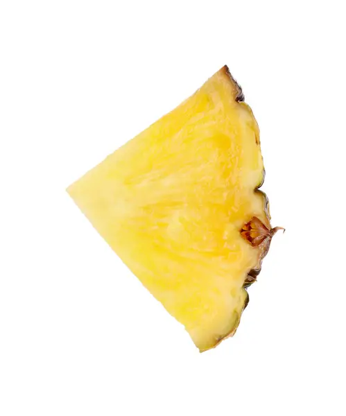 Stuk Smakelijke Rijpe Ananas Geïsoleerd Wit — Stockfoto