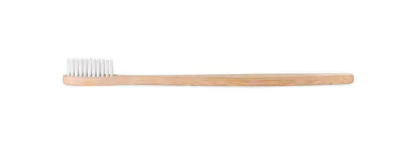 Uma Escova Dentes Bambu Isolada Branco Eco Produto Amigável — Fotografia de Stock