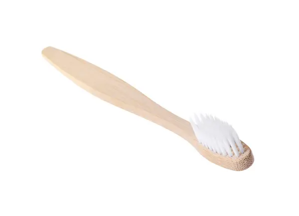 Beyaza Izole Edilmiş Bir Bambu Diş Fırçası Çevre Dostu Ürün — Stok fotoğraf