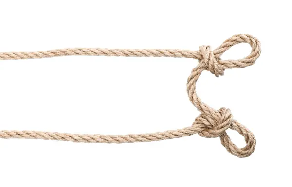 Hemp Rope Knots Isolated White Top View — Stock Photo, Image