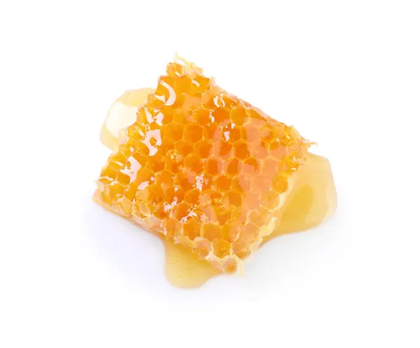 Naturlig Bikaka Med Välsmakande Honung Isolerad Vit Ovanifrån — Stockfoto