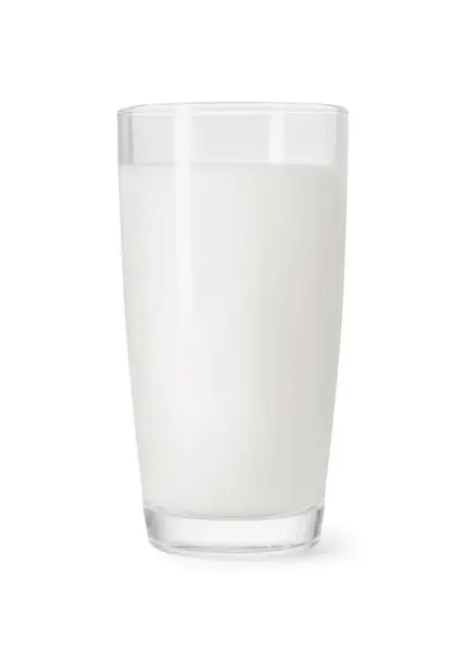 Glas Färsk Mjölk Isolerat Vitt — Stockfoto
