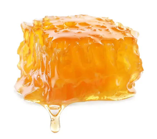 Natural Honeycomb Tasty Honey Isolated White — Stock Photo, Image