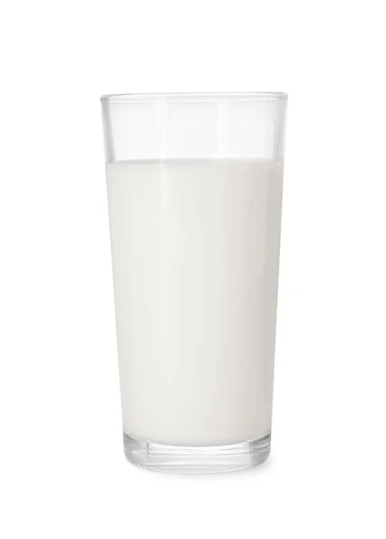 Glas Välsmakande Mjölk Isolerad Vit — Stockfoto