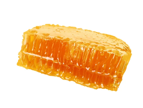 ホワイトで分離されたおいしい蜂蜜と天然ハニカム — ストック写真
