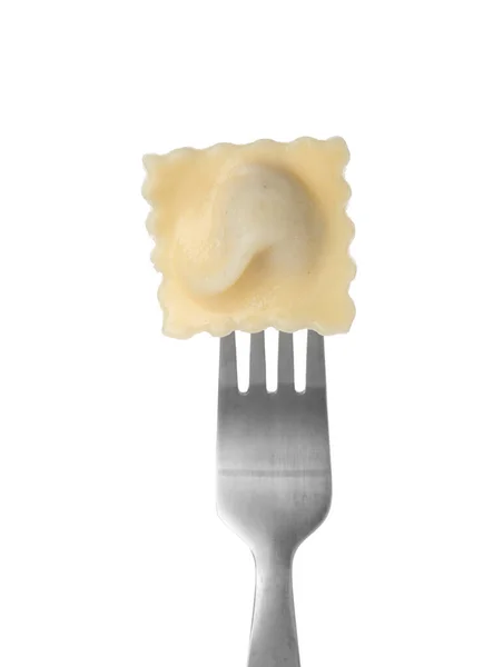 叉子与美味的紫罗兰隔离在白色 — 图库照片