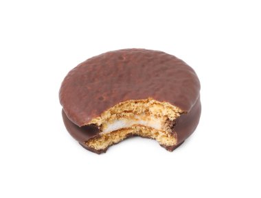 Lezzetli ısırılmış beyaz çikolatalı turta.