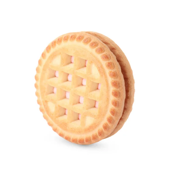 Tasty Sandwich Cookie Cream Isolated White — Stock Photo, Image