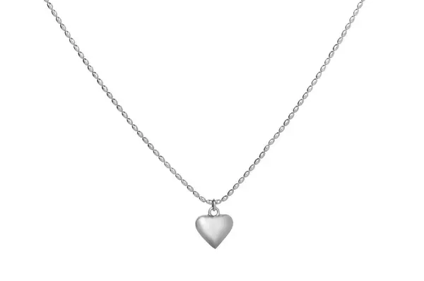One Metal Chain Heart Pendant Isolated White Luxury Jewelry — Stock Photo, Image