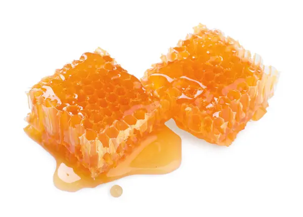 ホワイトで分離されたおいしい蜂蜜の天然ハニカム — ストック写真