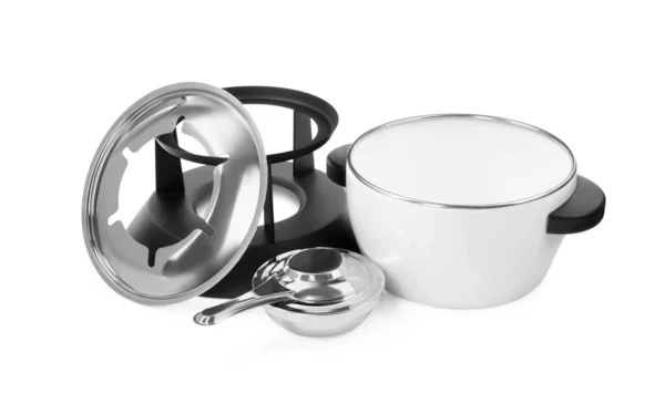 Fondue Set Isolated White Kitchen Equipment — Stock Photo, Image