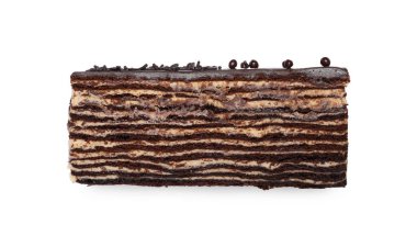 Lezzetli Spartak keki, beyaza izole edilmiş, üst manzara