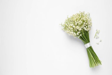 Vadinin güzel zambakları beyaz arka planda, üst manzara