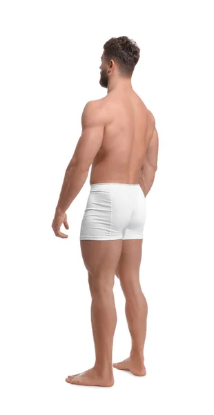 Uomo Muscolare Isolato Bianco Corpo Sexy — Foto Stock