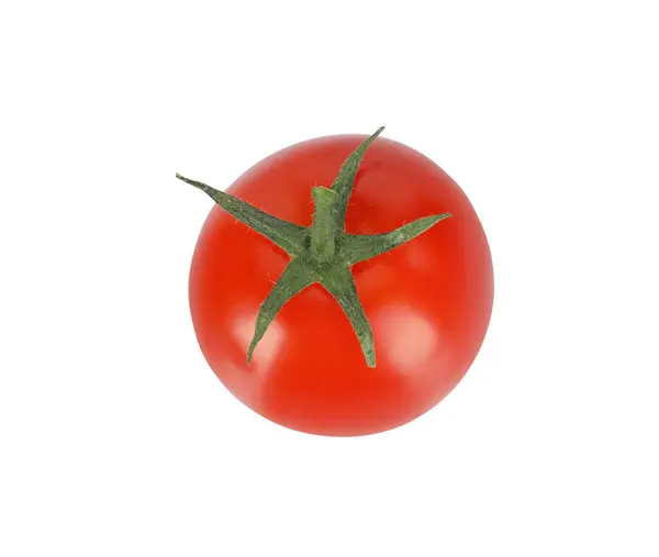 Tomate Cereja Maduro Vermelho Isolado Branco Vista Superior — Fotografia de Stock