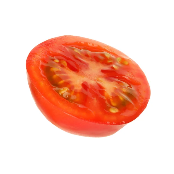 Moitié Tomate Cerise Mûre Isolée Sur Blanc — Photo