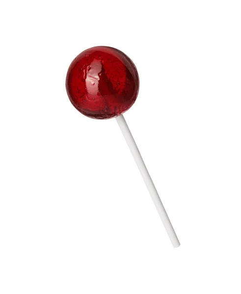 Tasty Red Lollipop Isolated White Confectionery Product — Stock Photo, Image