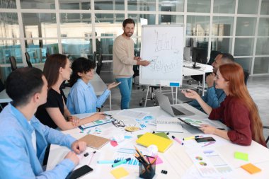 Çalışanlardan oluşan bir ekip ofisinde toplantı yapıyor. Başlangıç projesi