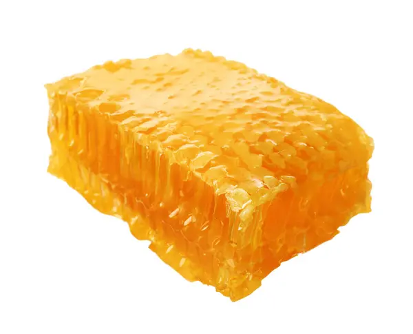 Natürliche Wabe Mit Schmackhaftem Honig Isoliert Auf Weiß — Stockfoto