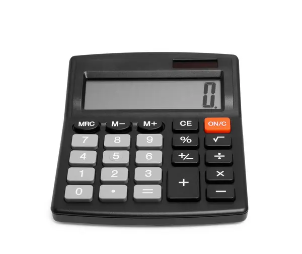 Black Calculator Isolated White Office Stationery — Stock Photo, Image