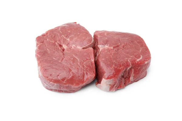 Резать Свежее Мясо Говядины Изолированы Белом — стоковое фото