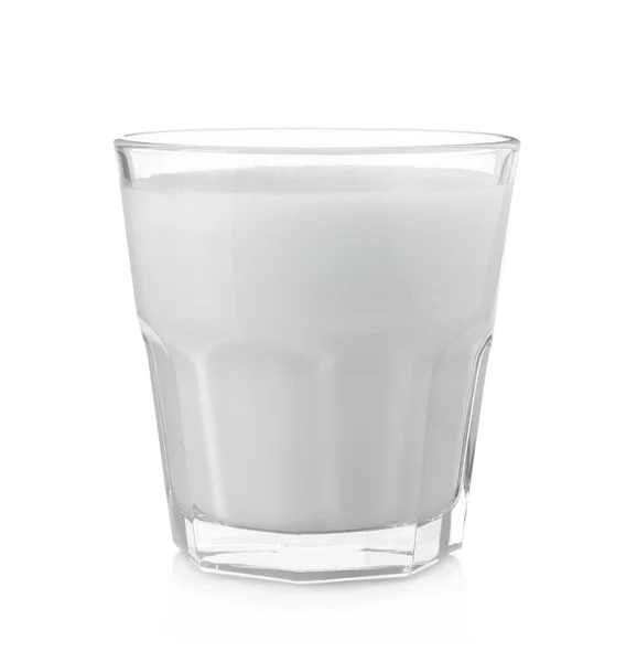 Sklenice Čerstvého Mléka Izolovaného Bílém — Stock fotografie