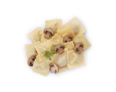 Mantarlı ve dereotlu leziz ravioli.