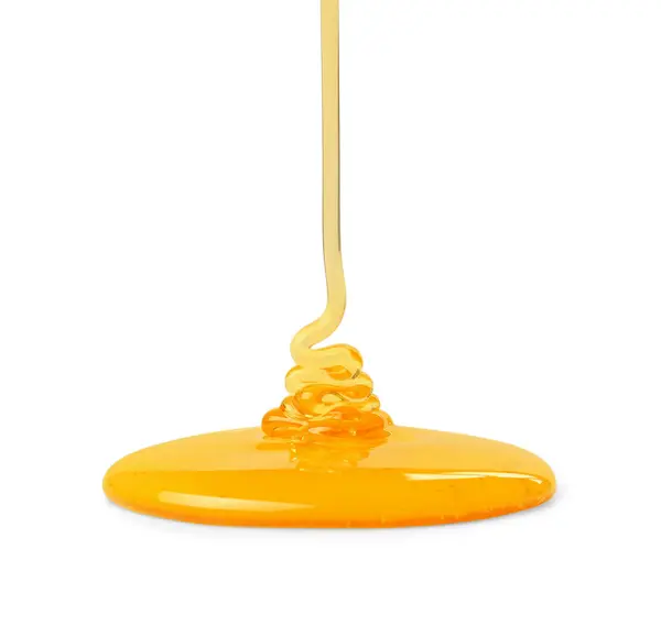 Gießen Schmackhaften Natürlichen Honig Isoliert Auf Weiß — Stockfoto